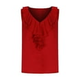 thumbnail image 2 of CLOISE Womens Tank Tops Loose Red Summer V Neck Loose Casual T Shirts Fashion Sleeveless Solid Ruffles Comfy Blouse S, 2 of 7