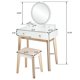 thumbnail image 2 of Vanity Dressing Table Set with Makeup Mirror, Muti-Functional Writing Desk, Bedroom Vanities Tables w/Benches & 4 Drawers,White Zimtown Modelo, 2 of 6