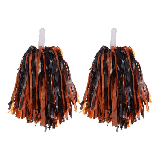 2 pompones de animadora de papel metálico, flores de mano con asa para celebraciones de competiciones deportivas.