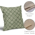 thumbnail image 4 of Set of 2 Sage Green Cream Block Print Pillow Covers 20x20 Inch, Vintage Floral Spring Decorative Throw Pillow Cases Boho Rustic Cushion Covers for Farmhouse Sofa Couch Bed Decor, 4 of 16