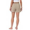 thumbnail image 3 of INSPIRE CHIC Women's Pajama Shors Elastic Waist Jersey Knit Soft Casual Contrast Hem Sleepwear Lounge Bottoms with Pockets S Brown, 3 of 6