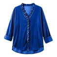 thumbnail image 6 of Lutiedan Plus Size Long Sleeve Shirts for Women Ruffle V Neck Work Blouses Dressy Casual Curved Hem Fall Tops S-5XL, 6 of 6