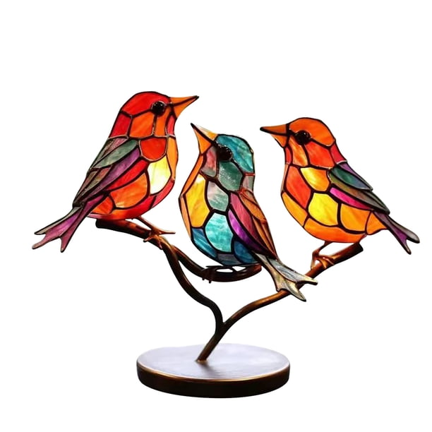 Ounissouiy Decoración del hogar de la serie Birds, única y exquisita, adornos de escritorio para el hogar, pájaros en ramas Decoración del hogar 3 pájaros