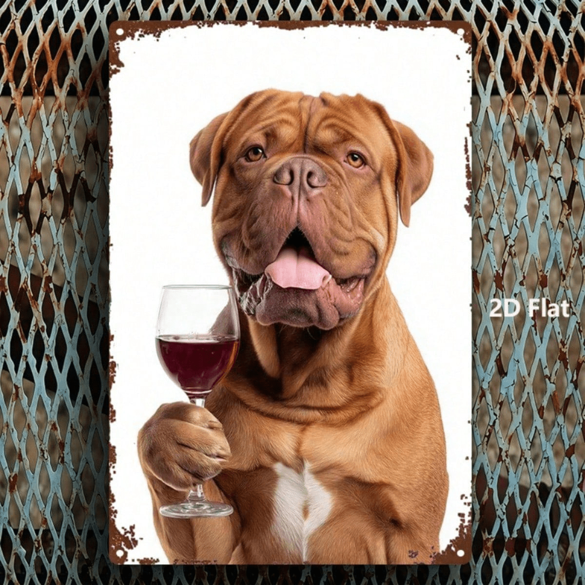 Dog Wine Glass Metal Sign" 8x12 Inch Rustic Iron Wall Art, Vintage Waterproof Nostalgic Bar Decor, Waterproof Nostalgic Bar Decor, 2D Flat Dog