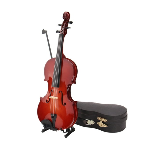 EeaseMX Mini instrumento musical, modelo de violín, artesanía, decoración de escritorio, accesorios de fotografía, marrón (10 cm), caja aleatoria