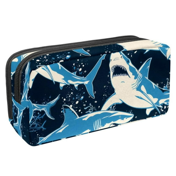 MUOOUM Pencil Case, Sharks Splash Sea Pattern Large Capacity Pencil Pouch Stationery Pen Bag