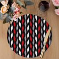 thumbnail image 3 of Red Grey Striped Round 13 Inch Placemats Set of 8, Modern Abstract Geometric Stripes HeatResistant Non Slip Place Mats for Dining Table, Wipeable Braided Kitchen Table Mats for Housewarming, 3 of 9