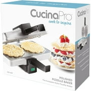 CucinaPro Pizzelle Maker- Polished Electric Baker Press Makes Two 5-Inch Cookies at Once- Recipe Guide Included- Italian Waffle Dessert Treat Making- Gift for Her