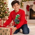 thumbnail image 3 of Quad Seven Boys Ugly Christmas Sweater Fleece Novelty Xmas Holiday Party Pullover Sweatshirt Red Dino Can Explain, 16/18, 3 of 7