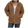 thumbnail image 2 of UAYOTSE Womens Zip Up Hoodies Fleece Jackets Oversized Sweatshirts Fall Fashion Outfits 2025 Sweaters Winter Clothes(G18-Brown,S), 2 of 9