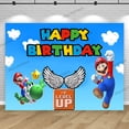 thumbnail image 1 of Fondo personalizado con nombre y edad, tema de Super Mario Bros, fondo para fiesta de cumpleaños de niños y niños, pancarta para baby shower, accesorios de decoración, 1 of 5