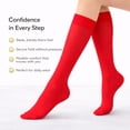 thumbnail image 2 of Diamond Star Women's Knee High Socks Trouser Socks, Stretchy Soft Thin Material (Red - 6 Pairs, Socks Size 9-11, Fit Women's Shoe Size 4-10.5), 2 of 6