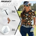 thumbnail image 5 of COEQINE Women 1/4 Zip Golf Shirts Short Sleeve Cooling Bowling Shirt Maple Leaf and Pumpkin Black Print Quick Dry Fit Golf Tops Workout Moisture Wicking Polo Shirts, L, 5 of 7