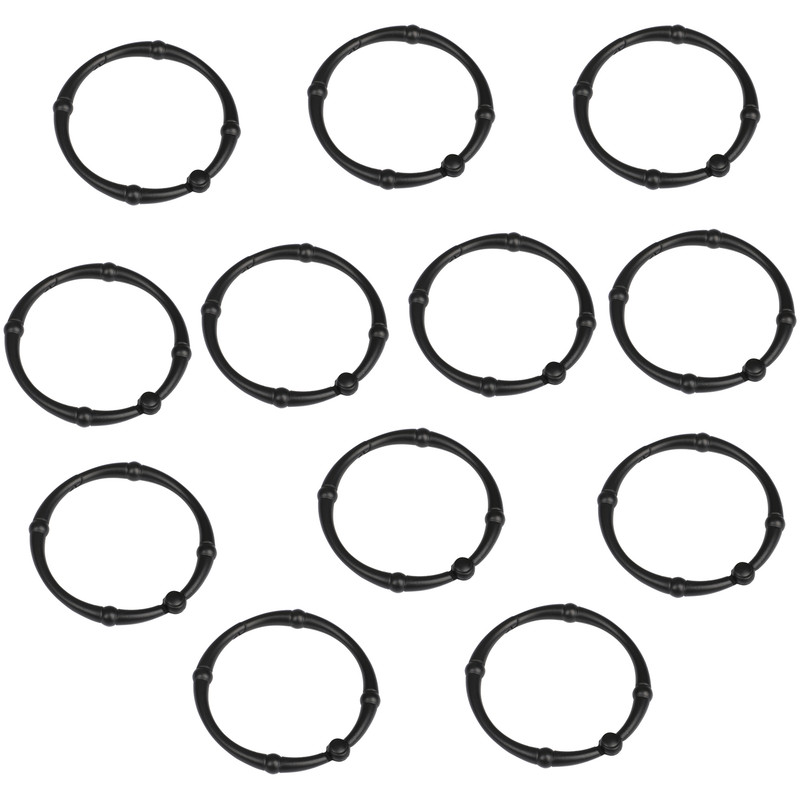 Utopia Alley Shower Victoria Curtain Rings, Rustproof Zinc Shower Curtain Rings for Bathroom Shower Rods Curtains - Set of 12- Black