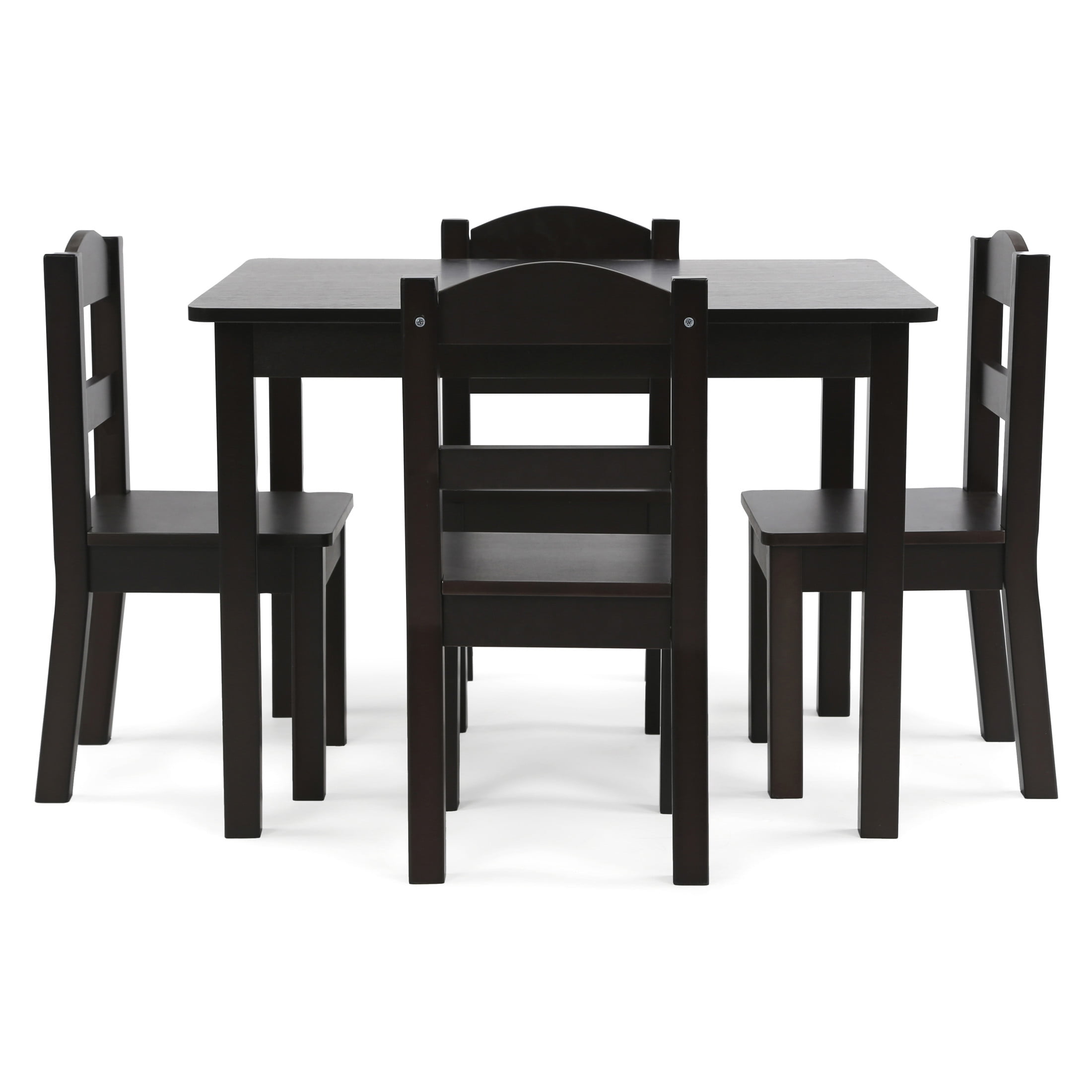 Humble Crew 5-Piece Kids Wood Activity Table and Chair Set, Espresso Finish