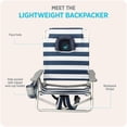thumbnail image 4 of Ostrich The Lightweight Backpacker Portable Reclining Beach Camping Chair, Blue Stripe, 4 of 8