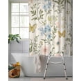 thumbnail image 2 of Split Shower Curtain for Transfer Bench, Wildflowers Fabric Shower Curtains for Bathroom, Spring Flowers Plants Farmhouse Pastoral Tub Sliding Transfer Bench Waterproof Bath Curtains 72"x72", 2 of 9