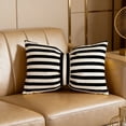 thumbnail image 3 of Striped Bolster Pillow Cover with Bow Accent | Soft Velvet Rectangular Cushion Case for Sofa Bed and Home Decor | 50x33cm Standard Size Fits Common Inserts | Polyester Fabric, 3 of 6