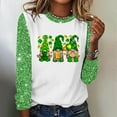 thumbnail image 3 of Charella Long Sleeve Shirts for Women St Patricks Day Shirt Crewneck T-shirts 2025 Trendy Bling Bling Tops,Green,L, 3 of 4