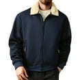 thumbnail image 4 of IWRICH Men's Sherpa Lined Jacket Thick Warm Fuzzy Windproof Plush Collar Winter Coats Retro Solid Trucker Coat Outwear Navy XS, 4 of 4