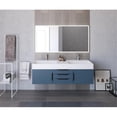 thumbnail image 4 of Amazon 60" Blue Wood Floating Vanity with White Top and Black Trim, 4 of 10