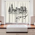 thumbnail image 2 of Ambesonne Chicago Skyline Kitchen Curtains, Vintage Sketch, 55"x45", Black and Cream, 2 of 3