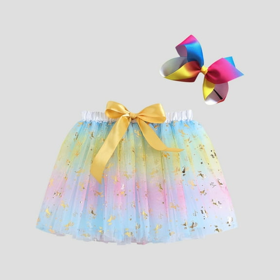 HOMADLES Girls Princess Skirts Tulle Skirt Casual Print Princess Party Skirt for Girls High Waist A Line Pleated Mini Mesh Skorts Blue 5 T