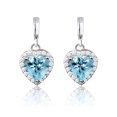 thumbnail image 1 of JeenMata Pendientes con Forma de Corazón para Siempre de 1,25 Quilates (Topacio Azul, Piedra Natal de Diciembre) Bañados en Oro Blanco de 18 K sobre Plata, 1 of 7