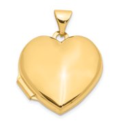Carat in Karats 14K Yellow Gold 18mm Domed Plain Heart Locket Charm (23.5mm x 18.7mm)