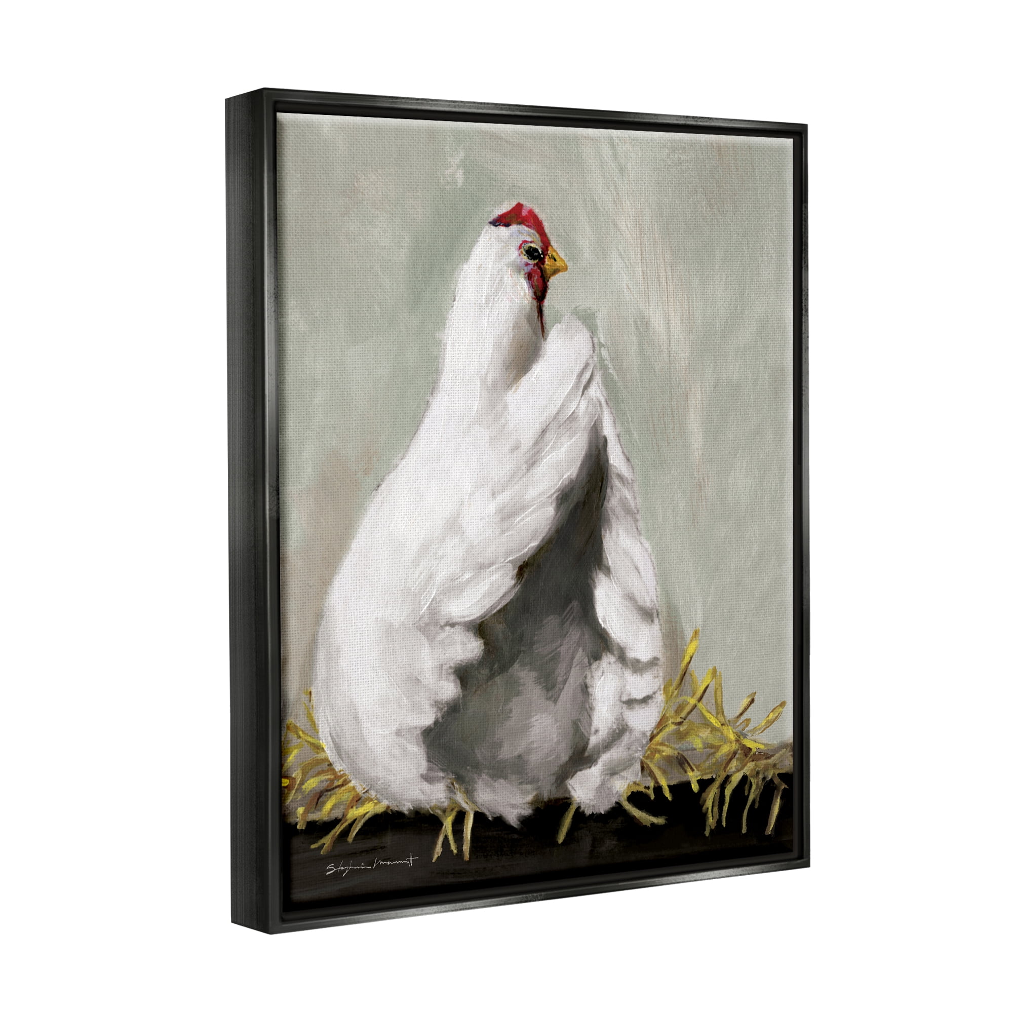 Stupell Country Hen Farm Animal Animals & Insects Painting Black Floater Framed Art Print Wall Art
