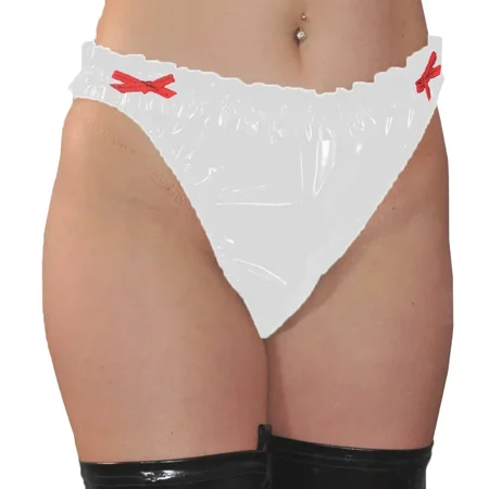 Bowknot Low Waist Briefs PVC Leather Basic Elastic Bodycon Panties Lingerie Cosplay Sexy Panties Clubwear
