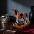 thumbnail image 5 of Handmade Vintage Old Collectible Statue Wooden Rocking Horse Figurines Decorative Ornaments Craft Sculpture for Office & Home Room Desktop Christmas Birthday New Year Gift, 5 of 6