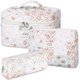 thumbnail image 2 of Set de 3 bolsitas de maquillaje de viaje con estampado floral, organizador de poliéster con cremallera, compartimentos espaciosos, ligero y portátil para guardar artículos de aseo, 2 of 6