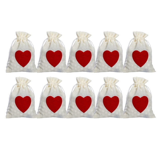 TABLETREANDS 10Ud Bolsas Para Fiesta En Color Rojo De Lino Para Regalar Dulces En Bodas Y Eventos