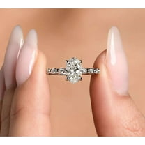 vylahjewellery Classic 1.50 CT Moissanite Diamond Oval Cut Ring 10K White Gold Engagement Gift Ring for Her