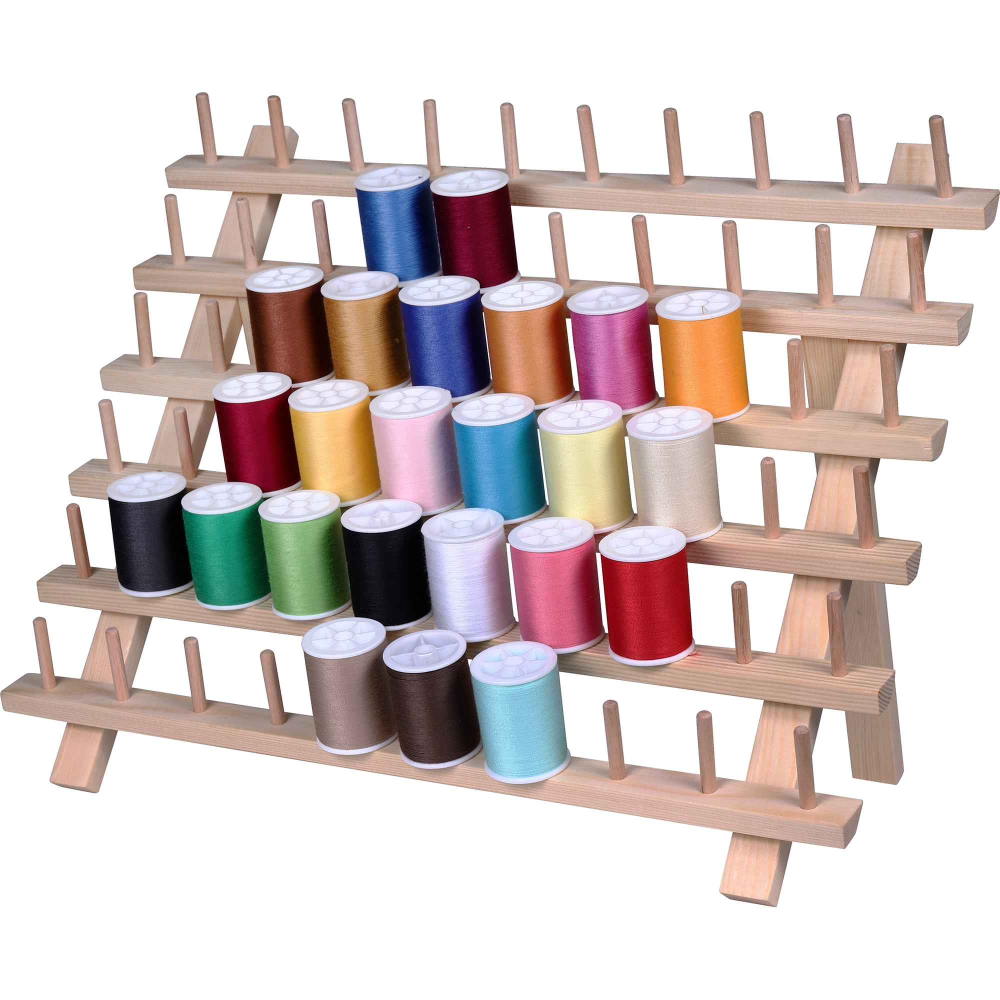 60-spools Wooden Thread Holder Sewing And Embroidery Thread Rack And Organizer  Thread Rack For Sewing With Hanging Hooks-subaoe
