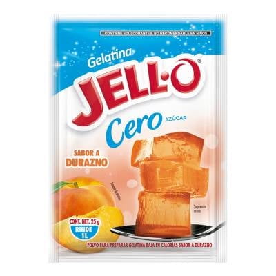 Polvo para preparar gelatina Jello sabor durazno cero azúcar 25 g