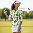 thumbnail image 4 of Uorisanigo Cute Cactus Womens Moisture Wicking Casual Tennis Activewear Comfortable Breathable Athletic Polo Workout Tops Soft 3/4 Sleeve Fashion Outing Wear for Women Size M, 4 of 7