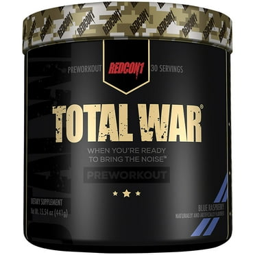 Redcon1 Total War Pre-Workout Powder, Blue Raspberry (15.4 oz. / 30 Servings)