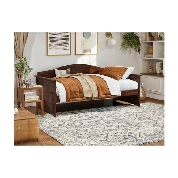 Daybed - Twin Wood Frame, Modern Design - Walnut Finish, 78.75" L