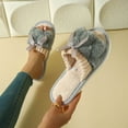 thumbnail image 6 of Taqqpue Memory Foam Open Toe Fuzzy Slippers for Women Slip On Cozy Indoor House Footwear for Her Versatile Indoor Slippers Bow Winter Trendy Fashionable Warm Flat Cotton Slippers, 6 of 7