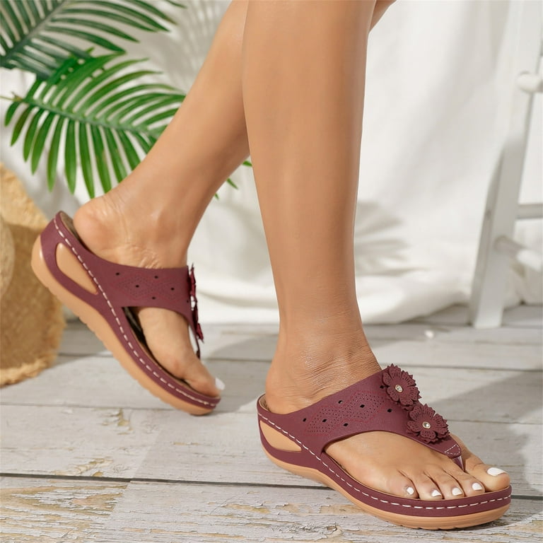 Ladies red deals walking sandals