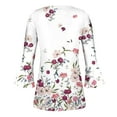 thumbnail image 5 of Pompotops Women's Casual Trumpet 3/4 Sleeve Printed Buttoned Basic Ruched Tops Pleated T-shirts Blouses On Sale, 5 of 5