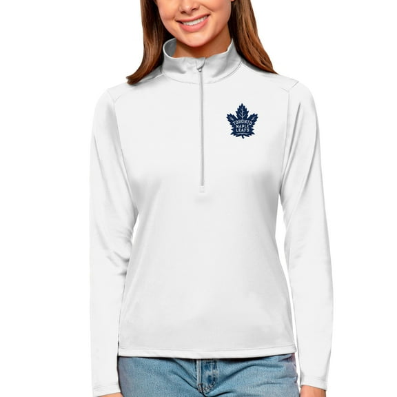 Women's Antigua White Toronto Maple Leafs Tribute Quarter-Zip Pullover Top