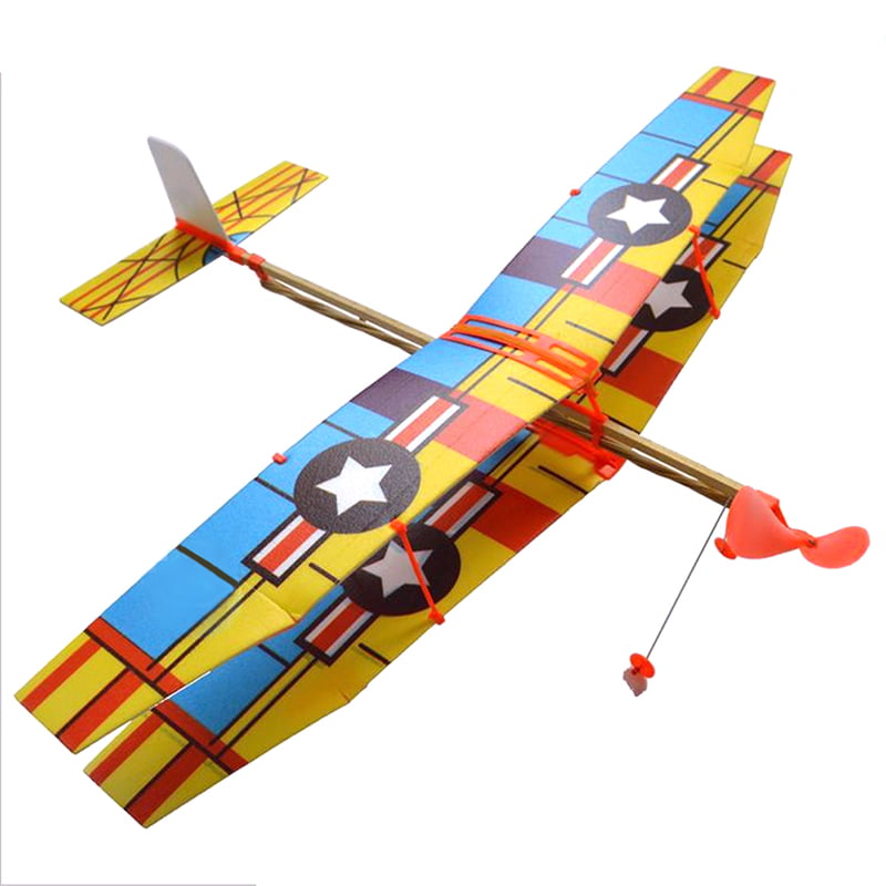 DIY Plastic Foam Elastic Rubber Powered Flying Plane Kit Aircraft Model toy Fa 