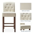 BELLEZE Wooden Tall Bar Stools Set of 2, Button Tufted Upholstered High