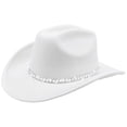 thumbnail image 4 of Sparkling Rhinestone Cowboy Hat Wide Brim Sun Travel Western Style Accessory for Casual Home Leisure, 4 of 5