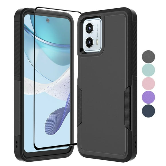 Pour Motorola Moto g Stylus/G Power/G 5G 2023 Étui avec Protecteur d'Écran en Verre, Tekcoo Étui de Téléphone Robuste Antichoc 2-en-1 pour Moto g 5G 2023, Noir