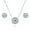 Clear, variant on Sterling Silver Flower Cubic Zirconia CZ Halo Fashion Necklace and Earrings Set for Women, Rhodium Plated, Emerald