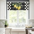 thumbnail image 3 of Kitchen Curtains and Valance Set Tier Curtains Vintage Style Black White Plaid Summer Farm Lemons Semi Sheer Curtains for Living Room, Rod Pocket Tiers and Valances for Windows, 3 Piece Set, 3 of 5